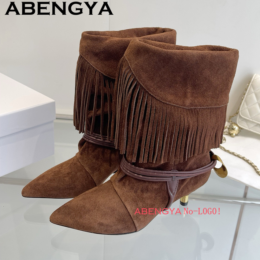 Suede Leather Edge Tassel Desi - Ethnic Fashion Women review and price