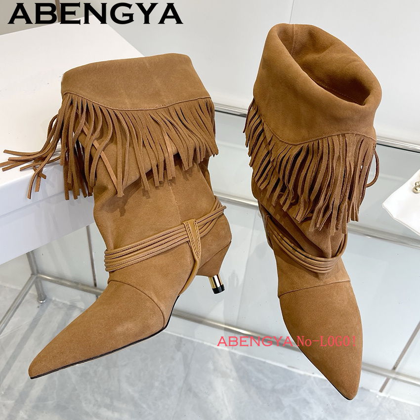 Suede Leather Edge Tassel Desi - Ethnic Fashion Women review and price